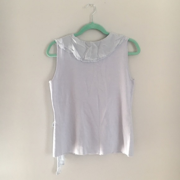 Cable & Gauge | Silk Blue Ruffled Faux Wrap Top - Picture 4 of 4